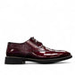 Sun Hesamak red leather brogue shoe with lace-up closure, polished finish, and durable rubber outsole. Photo of left side.