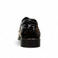 Sun Mahour black patent leather lace-up dress shoe with a polished finish and durable rubber outsole. Photo of back view 2.