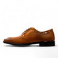 Sun Masiha brown leather lace-up dress shoe with brogue detailing and a durable rubber outsole. Photo of inside side view.