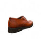 Sun Radmehr brown leather lace-up dress shoe with textured snake-skin pattern detail and durable rubber outsole. Photo of back view 1.
