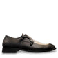 Sun Sahra black leather double monk strap shoes with handmade stitching and durable rubber outsole. Photo of outside side view.