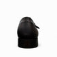 Sun Sahra black leather double monk strap shoes with handmade stitching and durable rubber outsole. Photo of back view.