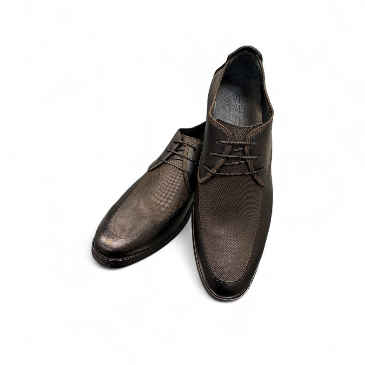 Sun Shoes For Men Neardoor black genuine leather lace-up formal shoes with subtle handmade stitching and a durable rubber outsole. Photo of upper view 1.