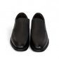 Sun shoes for man attar black genuine leather slip-on dress shoes with handmade stitching and durable rubber outsole. Photo of front view.