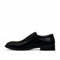 Sun shoes for man attar black genuine leather slip-on dress shoes with handmade stitching and durable rubber outsole. Photo of right side view.