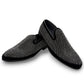 Sun Sparkling black suede loafers featuring sparkling rhinestone embellishments and refined handmade stitching. Photo of upper view 1.