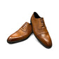 Sun Stylish brown leather lace up dress shoe with textured upper and detailed handmade stitching. Photo of front view 1.