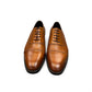 Sun Stylish brown leather lace up dress shoe with textured upper and detailed handmade stitching. Photo of front view 2.