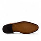 Sun Termeh brown leather and suede lace-up dress shoe with intricate hand-stitched swirl patterns. Photo of bottom view.
