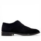 Sun Verny 2/Lace black suede lace-up dress shoe with handmade stitching and a durable rubber outsole. Photo of outside side view.