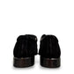 Sun Verny 2/Lace black suede lace-up dress shoe with handmade stitching and a durable rubber outsole. Photo of back view.