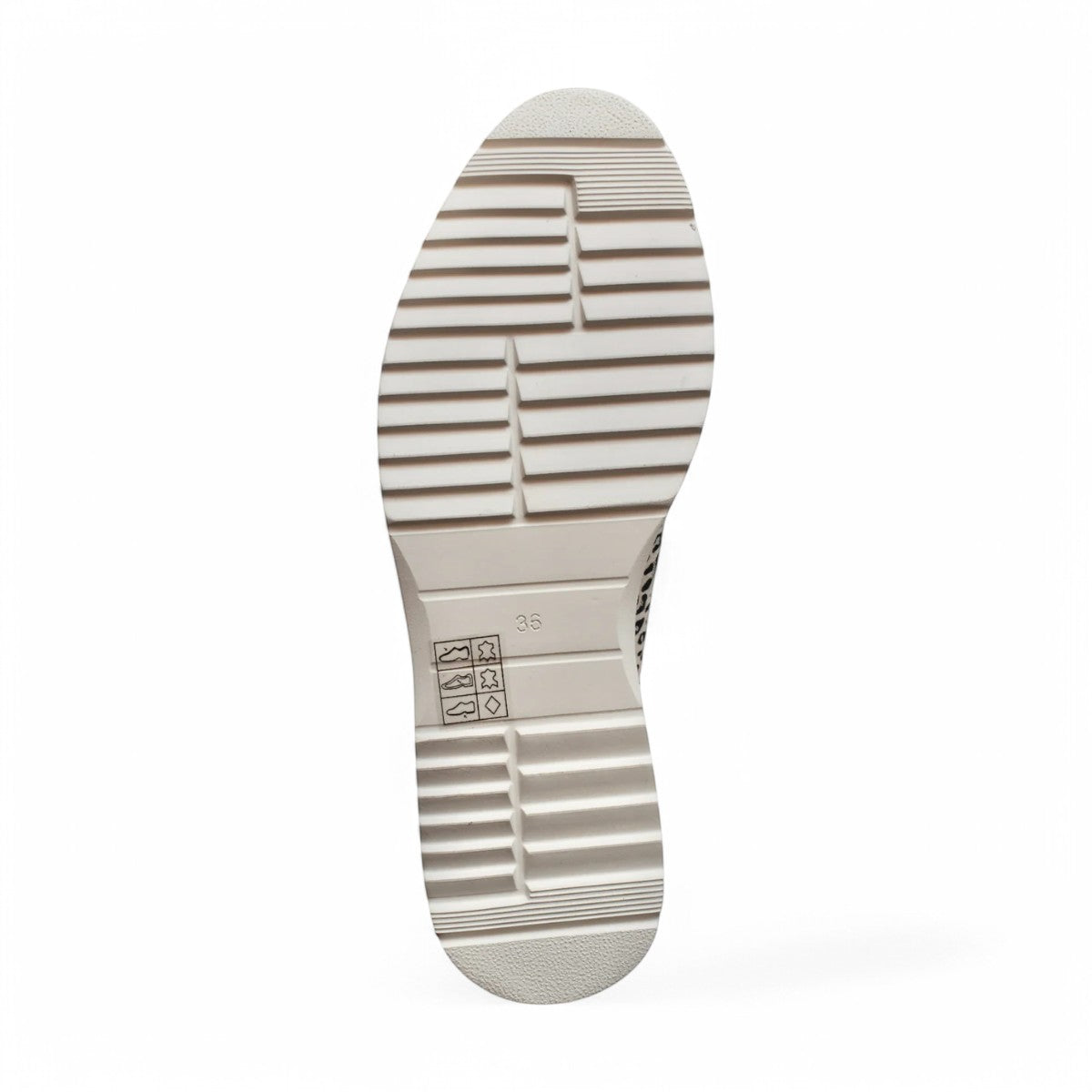 TAMARA/LONDON ADDICTION oxford shoes in glossy beige and black leopard print with a white platform sole