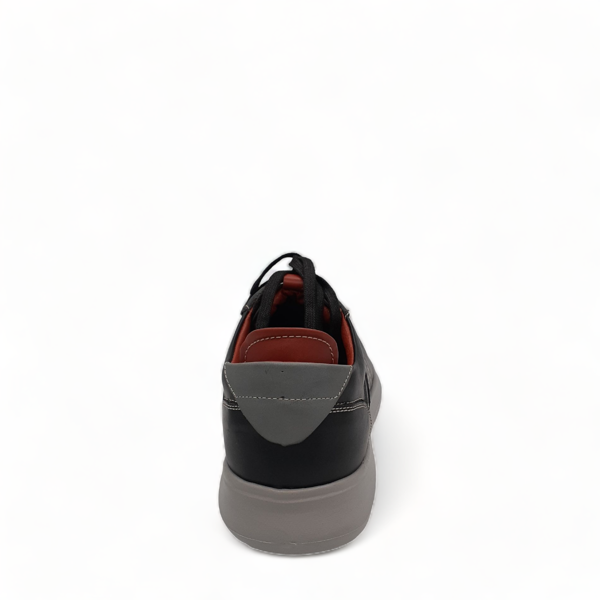 TATA SHOES SHEYKH black leather lace-up sneakers with grey rubber sole and contrast stitching