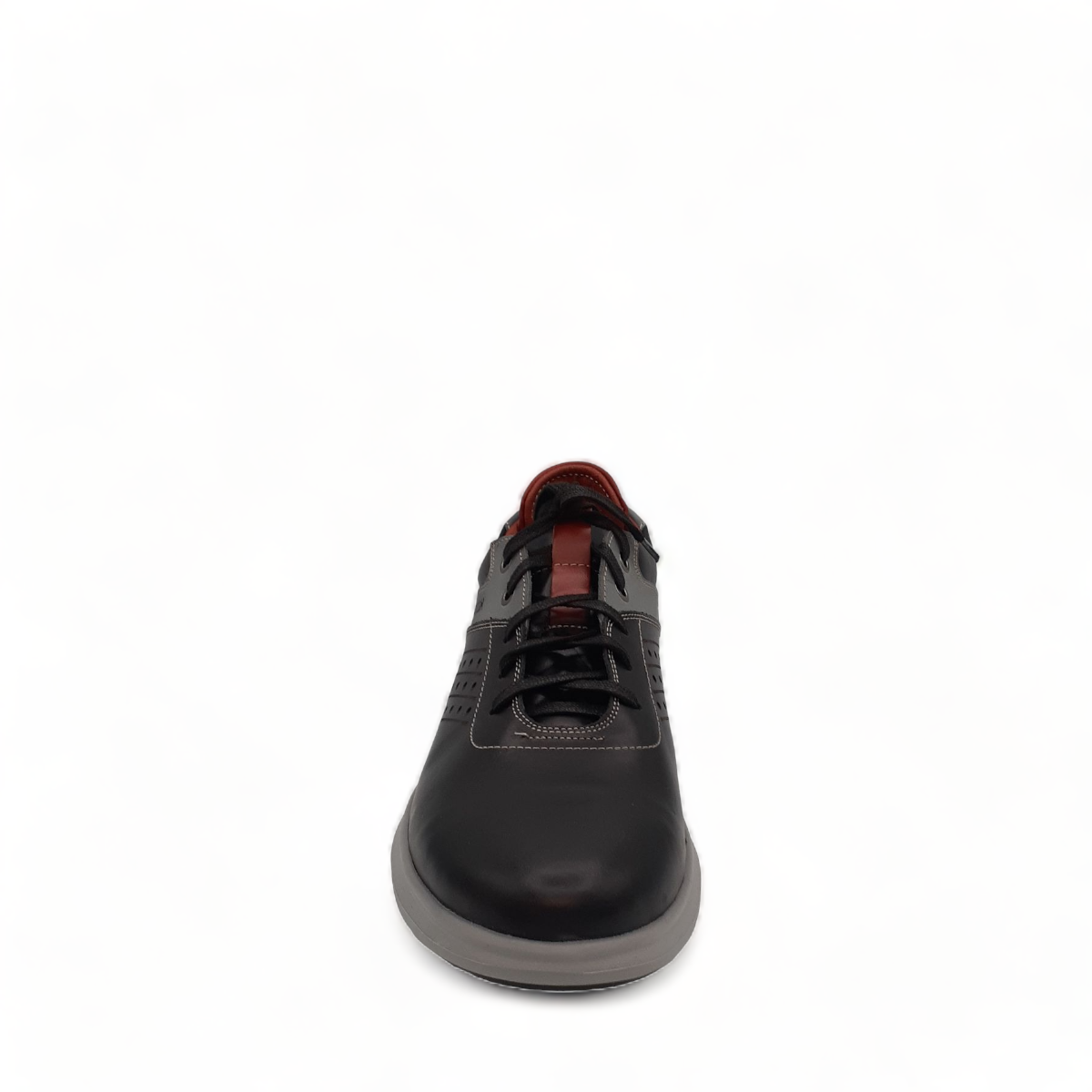 TATA SHOES SHEYKH black leather lace-up sneakers with grey rubber sole and contrast stitching