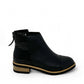 Tamara London Duck black two-tone ankle boot with croc-embossed heel and stacked wood sole