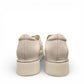 Tamara white leather oxford platform sandal with side cutout, lace-up closure, and diamond-embellished toe.