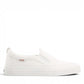 Taos Rubber Soul white canvas slip-on sneaker with platform sole and elastic gore. Photo of outside side view.