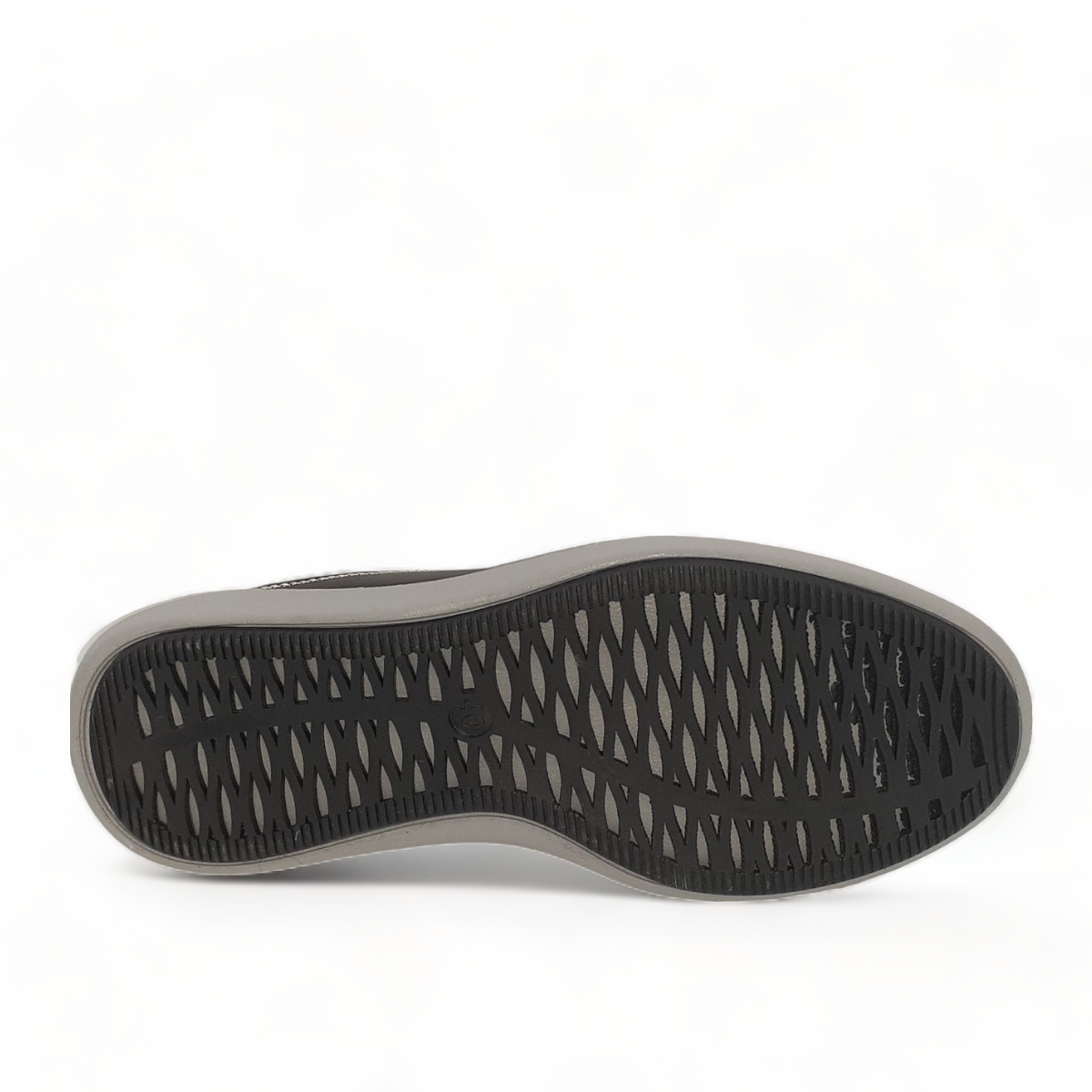 tata Sahand black leather slip-on shoes with grey rubber sole and detailed handmade stitching