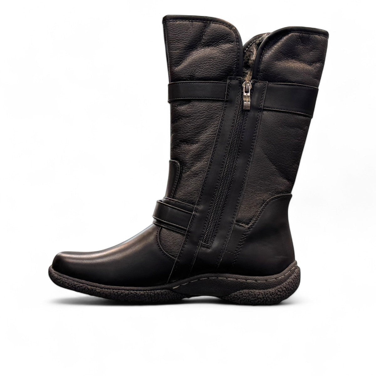 Wanderlust Gabi 2 black waterproof winter boot with pile lining, buckle straps, and durable lug sole.