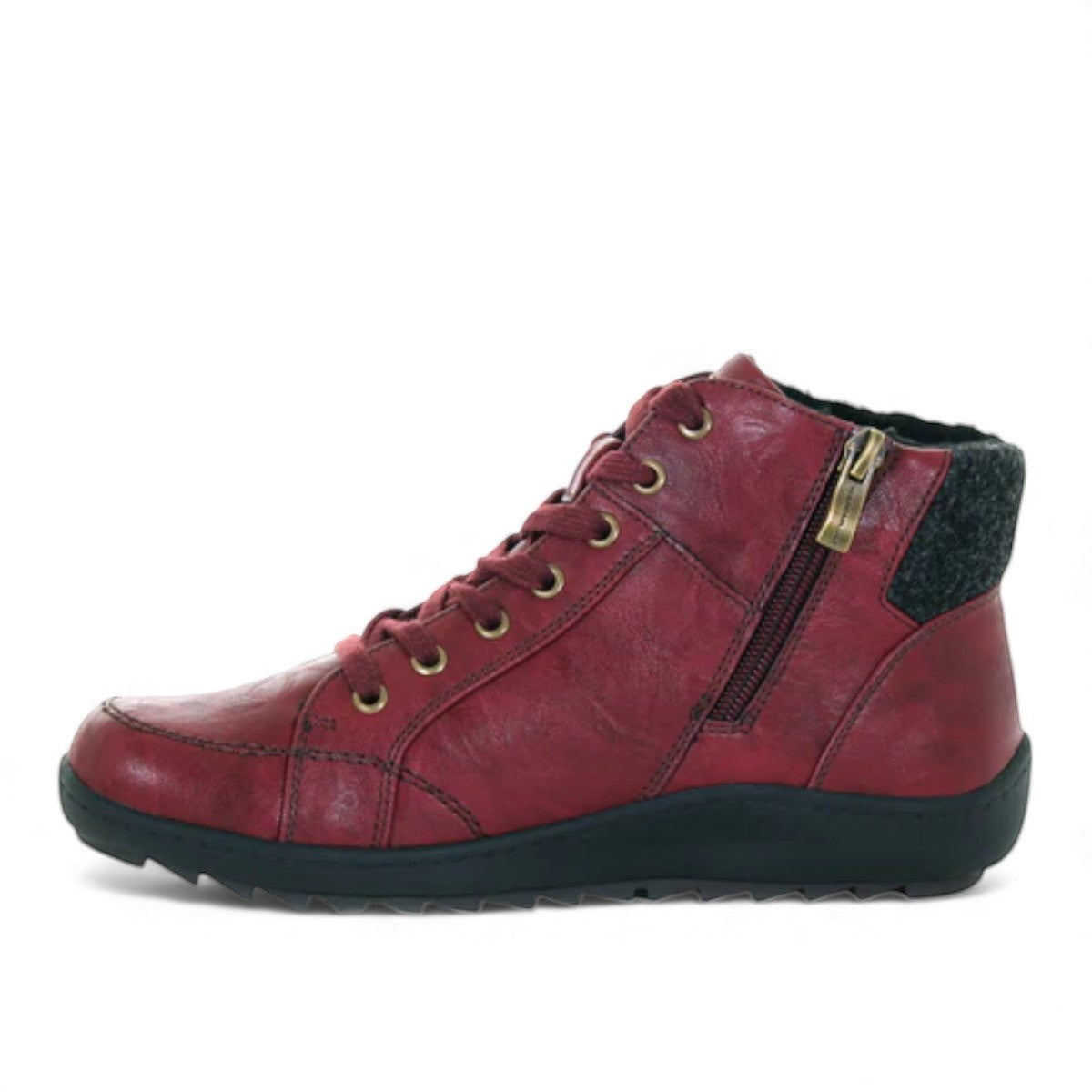 Wanderlust Billie waterproof burgundy vegan ankle boot with side zipper and warm lining