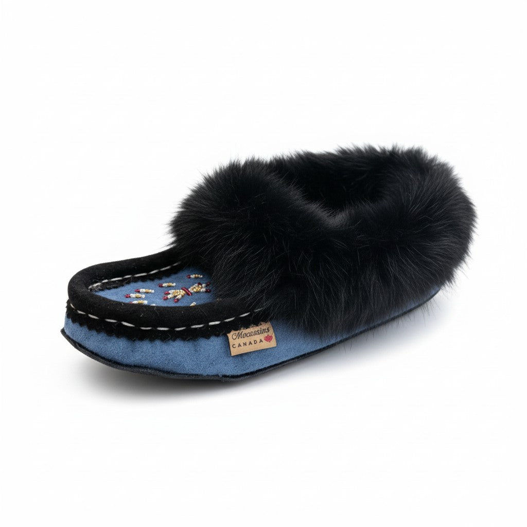 ALBERTA SUEDE MOCCASINS - TEAL BLUE