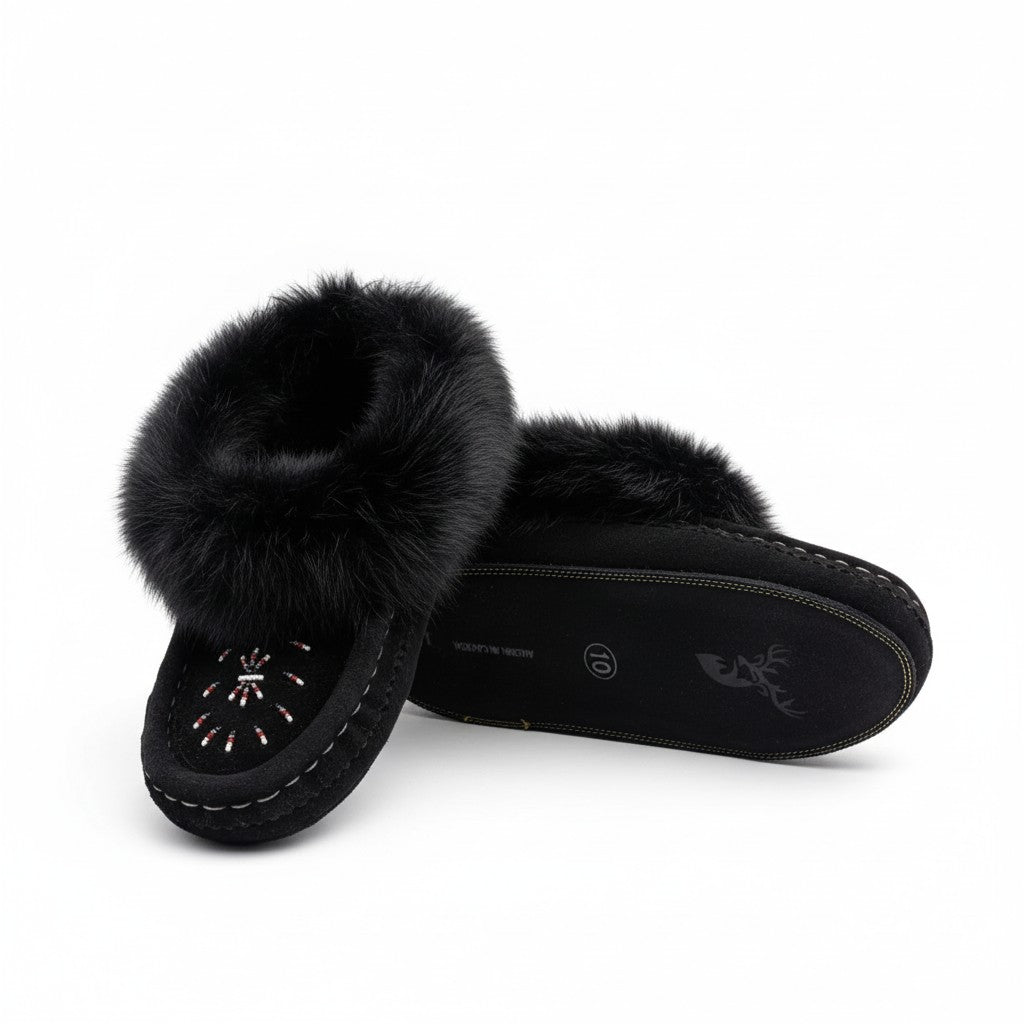 ALBERTA SUEDE MOCCASINS - BLACK