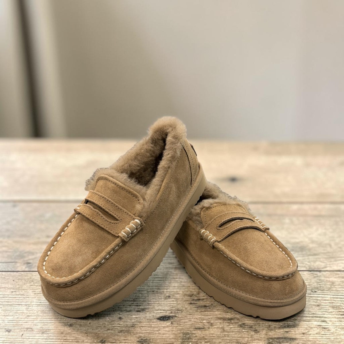 ARIA SHEIDA MOCCASIN SLIPPERS - OLIVE