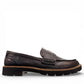 Aetrex Collette black leather loafer showing the durable, lightweight treaded outsole and heel.