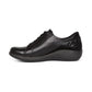 Aetrex Dana black leather lace-up sneaker with woven side detail and supportive orthotic arch design