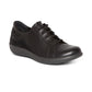 Aetrex Dana black leather lace-up sneaker with woven side detail and supportive orthotic arch design