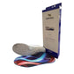 Aetrex Edge orthotic insole with a vibrant blue and red abstract wave pattern and microfiber top cover.