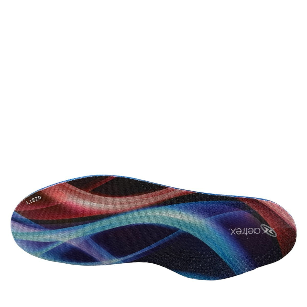 Aetrex Edge orthotic insole showing the grey polyurethane performance base with contoured arch support