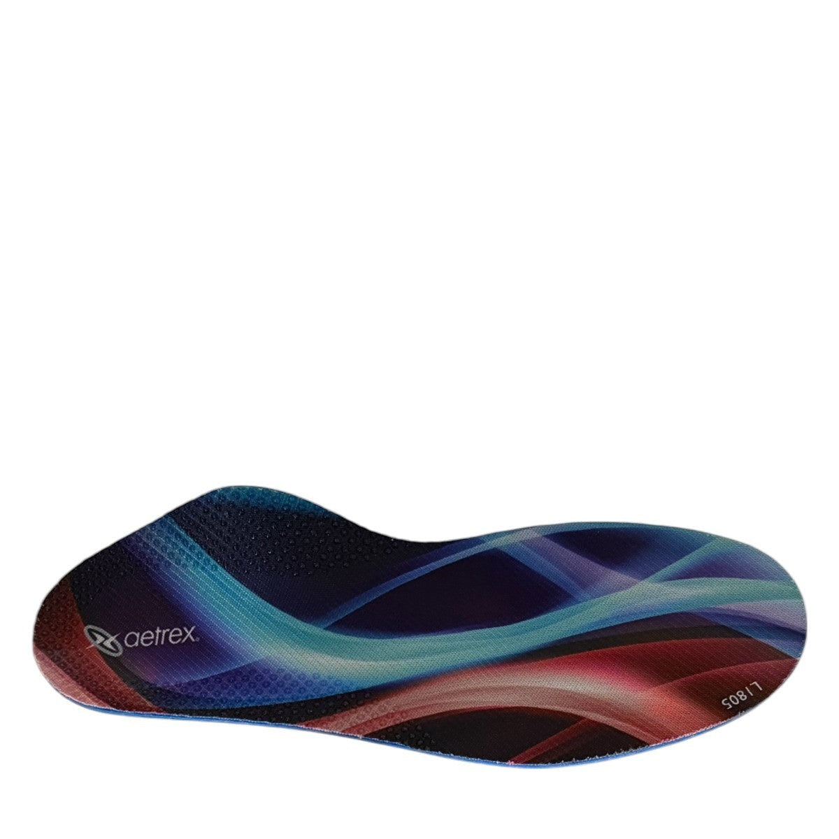 Aetrex Edge orthotic insole bottom view featuring grey AeroCell polyurethane performance base