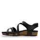Aetrex Jillian black leather sandal showing the durable rubber outsole and cork midsole detail