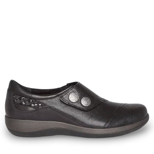 Aetrex Karina black orthotic shoe insole with ergonomic arch support and textured rubber base