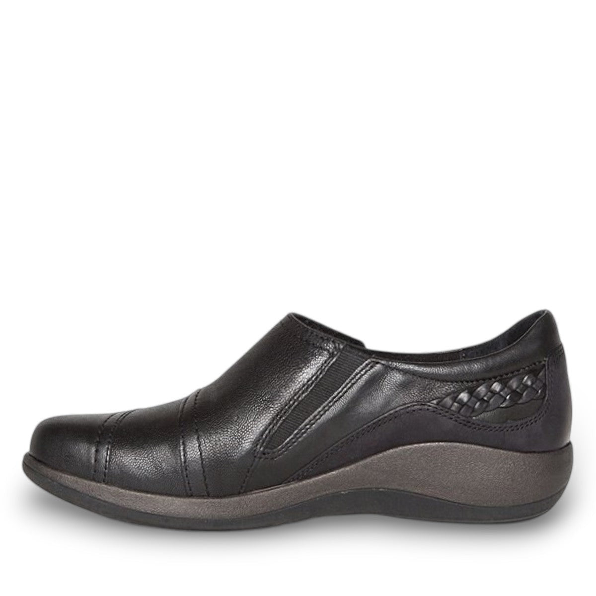 Aetrex Karina black orthotic shoe insole with ergonomic arch support and textured rubber base