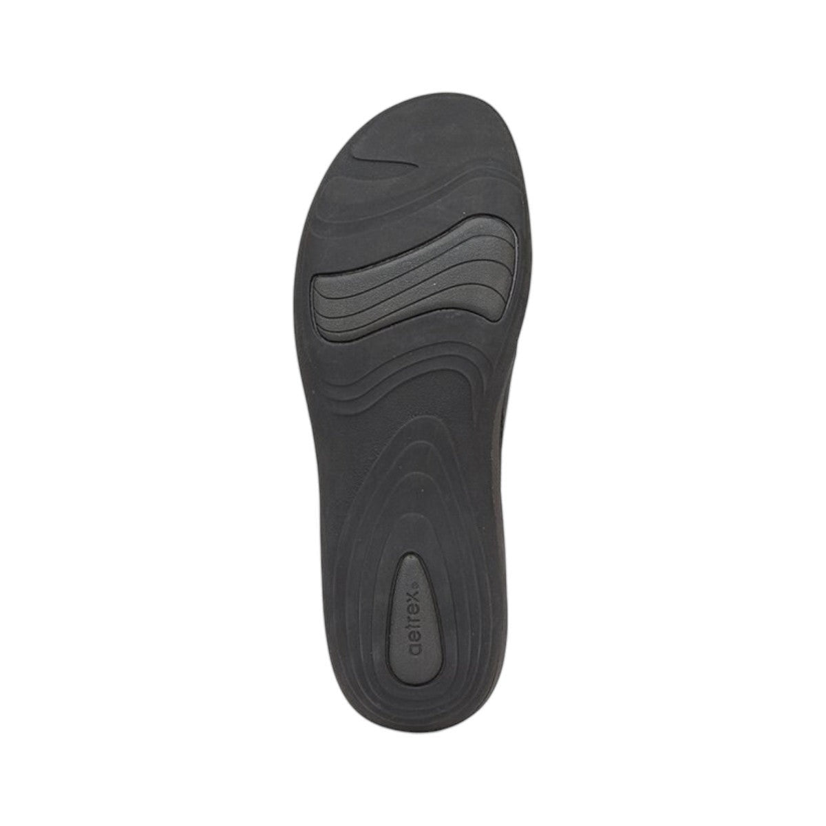 Aetrex Karina black orthotic shoe insole with ergonomic arch support and textured rubber base