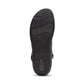 Aetrex Luna black leather ankle boots with pleated detail, side zipper, and adjustable buckle.