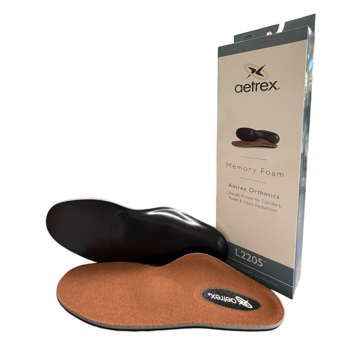 Aetrex L2205 memory foam orthotic insole with arch support and antimicrobial copper lining
