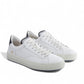 AMBITIOUS white leather lace-up sneaker with black heel tab and lightweight transparent sole