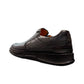 Atropat Abyaneh black leather slip-on shoes with handmade stitching and durable rubber outsole. Photo of side view from the back.