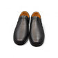 Atropat Abyaneh black leather slip-on shoes with handmade stitching and durable rubber outsole. Photo of upper view.