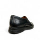 Atropat Aghdasieh black leather slip-on dress shoe with handmade stitching and rubber outsole. Photo of back view.