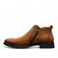 Atropat Amin brown genuine leather slip-on boots with handmade stitching and durable rubber outsole. Photo of inside side view.