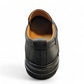 Atropat Erfan black leather slip-on shoes with handmade stitching and durable rubber outsole. Photo of back view.