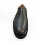 Atropat Erfan black leather slip-on shoes with handmade stitching and durable rubber outsole. Photo of front view.