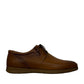 Atropat Hafez brown genuine leather smart casual shoe with handmade stitching and durable rubber outsole. Photo of outside side view.
