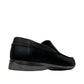 Atropat Molana black genuine leather loafers with subtle handmade stitching and durable rubber outsole. Photo of back side view.
