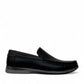 Atropat Molana black genuine leather loafers with subtle handmade stitching and durable rubber outsole. Photo of outside side view.