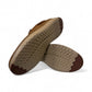 Atropat Saadi brown leather slip-on shoes with handmade stitching and durable rubber outsole. Photo of bottom view.